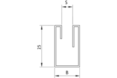 Profiel"u"rvs glans h=25mm s=6mm b=15,5mm-l2000mm