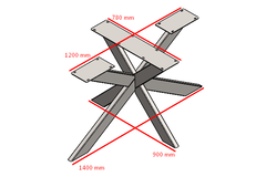 Piètement spin 40x100mm noir mat h720xl900xl1400mm 