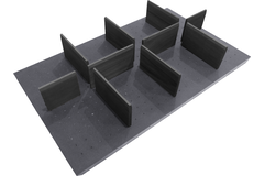 Modulo set tiroir casser.antidérap+séparat.chêne c120 1124x 473 x 15 mm