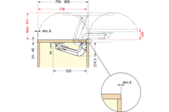 Set-charniere monoflat lin-x 800 blanc  l.750-850 mm h.1600-2400 mm 40kg