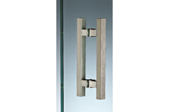 Paire de poignées de tirage carrées, pour verres 6/12, B15 H15 L200, aluminium brillant