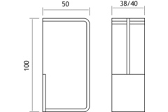 Poignee porte coulissante kube 100x50x40mm inox  angle arrondie