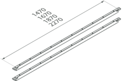 Pied u elements liaison (2pcs) chrome l=1470mm  