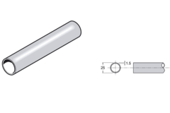 Pba 500-g inox sat. tube superieure d:25mm/l:3m