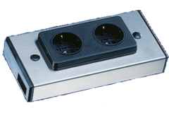 Dubbel stopcontact nL-d-l RVS in/out connector