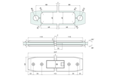Charnière serie 600 régl.verre/verre 8/12mm ligne inox look