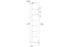 Passe cable flap vertical alu 720mm/7 el.  