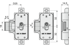 Draaistangslot 700-20mm links vernikkeld