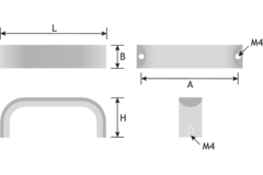 Greep SENSE MINI BA256 L263 aluminium glanzend chroom