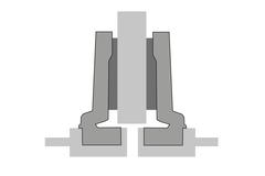 Charnière Intermat pour porte à cadre en bois (Intermat 9924), en semi-applique, Angle d'ouverture  95°, TH-schéma de perçage 38 x 8 mm, à visser (-)