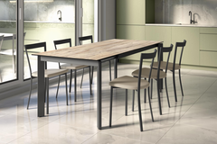 Table ext. poker 110x70 blanc-verre blanc mat 