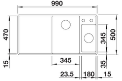 Blanco spoeltafel Axia III 6 S-F antr man+pl glas