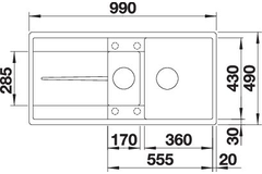 Blanco spoeltafel metra 6 s-f antraciet auto.