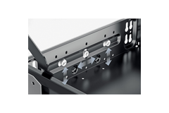Kit de caisson avec coulisses à sortie totale et super extension, Profondeur d'installation (mini) 530 mm, aspect aluminium